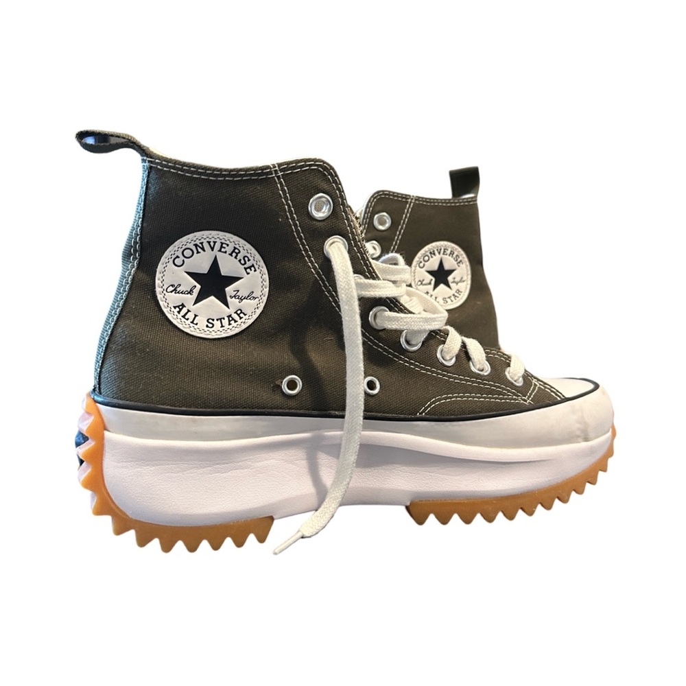 New Converse Run Star Hike Platform high top Chuck Taylor sneaker Army Green.